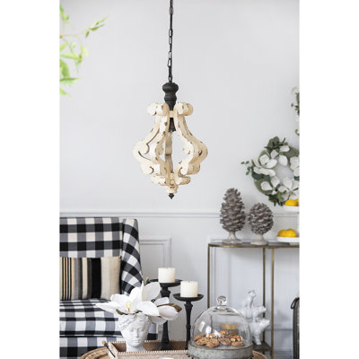 Lustre en bois de style campagnard blanc vieilli de style campagnard Chandeliar, ampoule non incluse