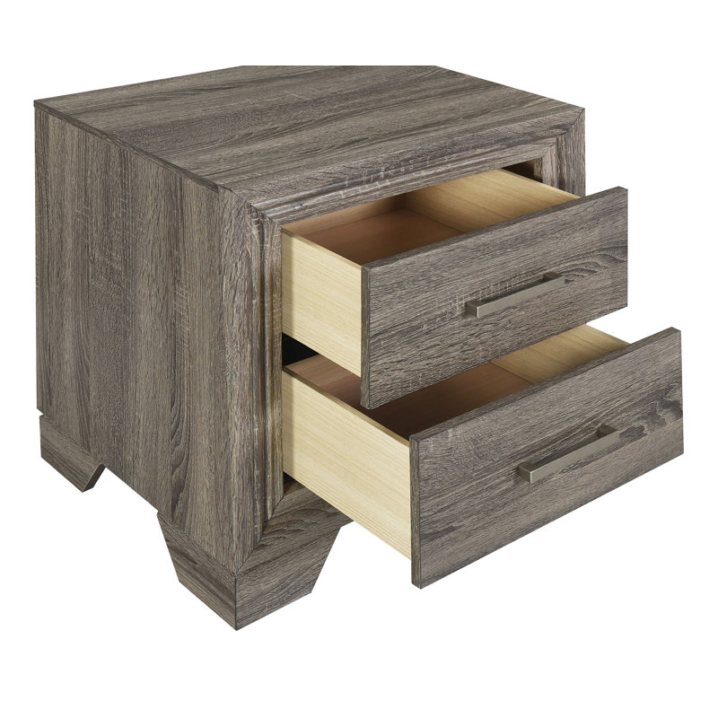  Wright 2-drawer Nightstand Bedside Table Brown Oak