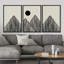 Art mural Mid-Century moderne bohème minimaliste abstrait montagne soleil encadré sur toile, 3 pièces-1220743036-1273325219