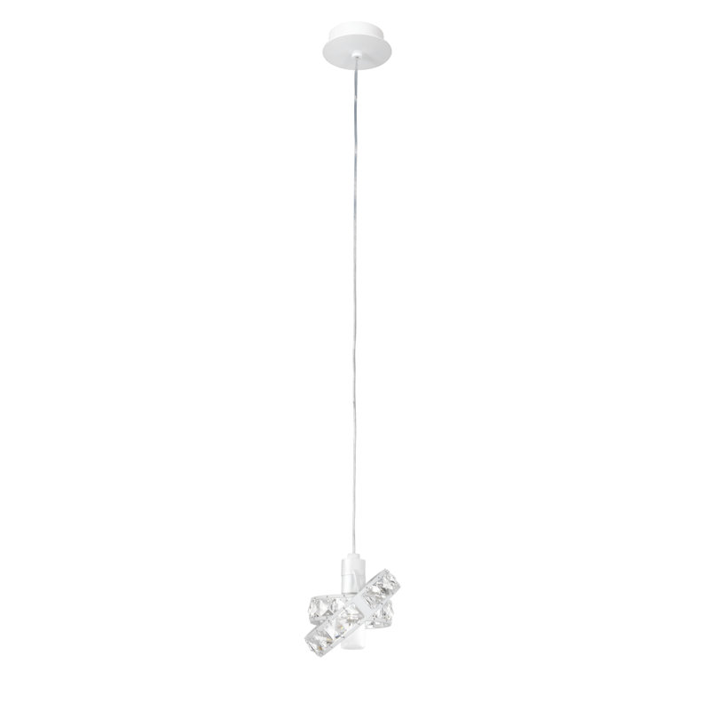 1 - Light Polished Chrome Geometric Pendant, Swarovski crystal, white and polished chrome