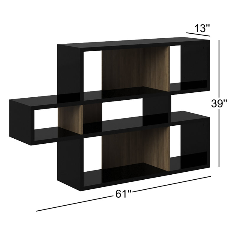 Geometric Bookcase, Walnut / Matte Black