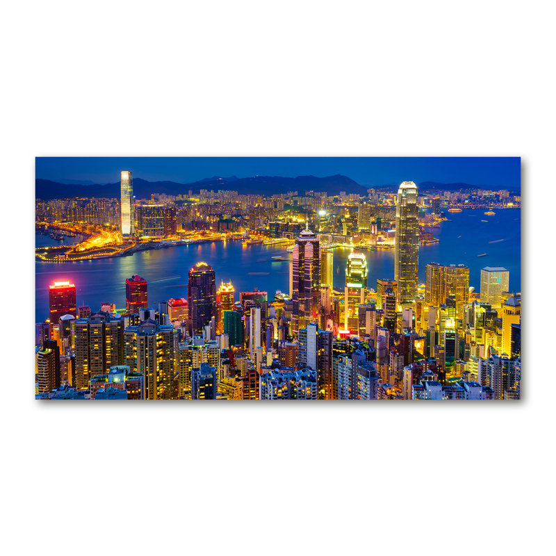 Hong Kong By Night - Wrapped Canvas Print