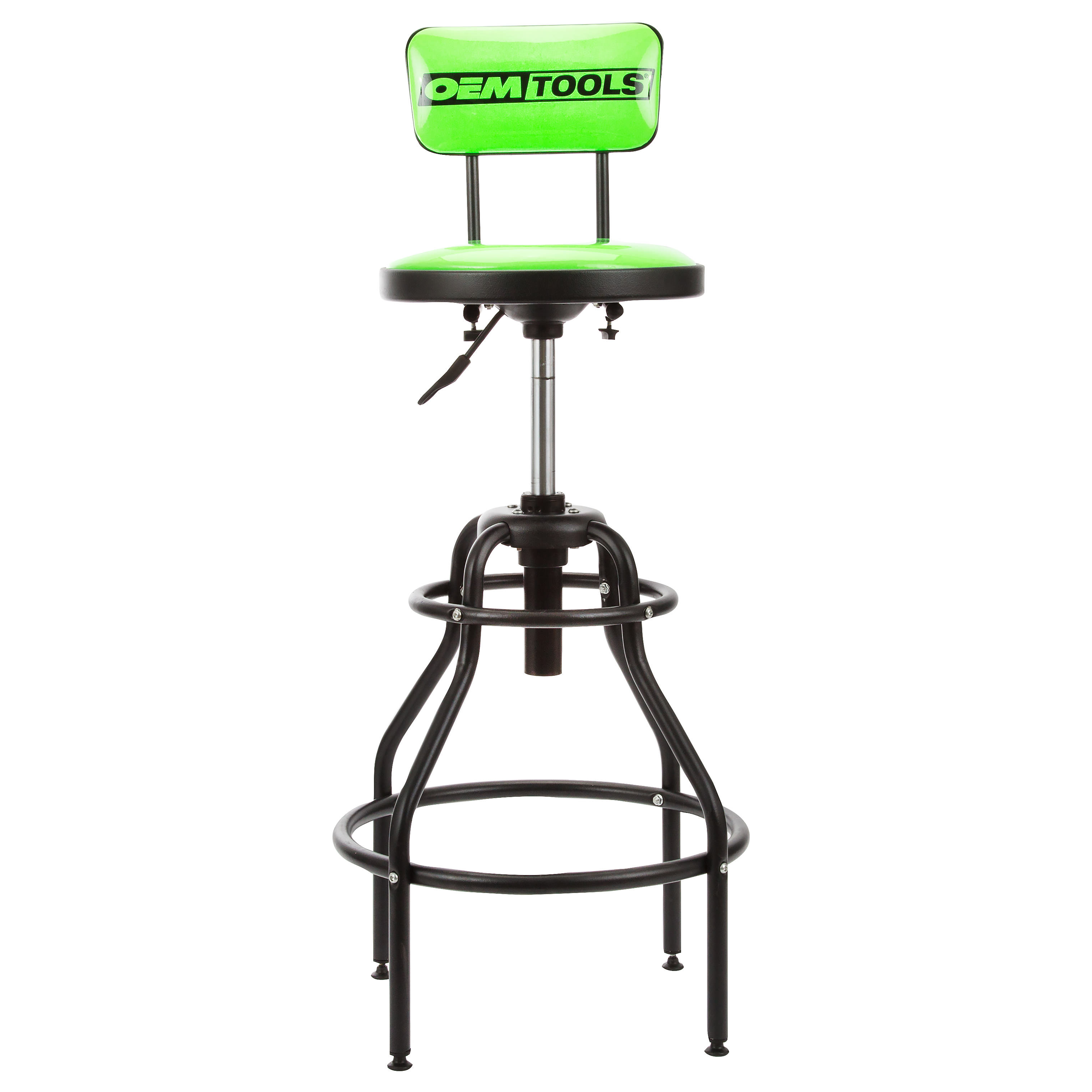 Shop Stool with Backrest - Metal with Adjustable Legs - ULINE - H-4828