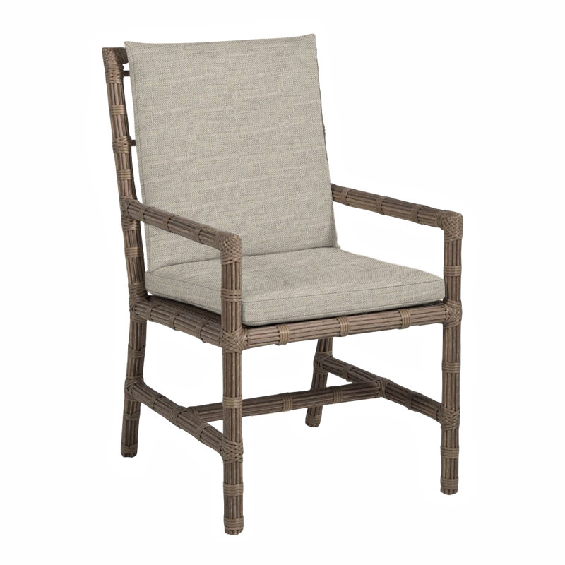 Newport Woven Arm Chair - Burlap, Dove Sunbrella® Linen, No Welt, Newport #66 Burlap