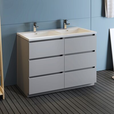 Fresca 48"" Free-Standing Double Sink Bathroom Vanity Set -  FCB93-2424GR-D-I