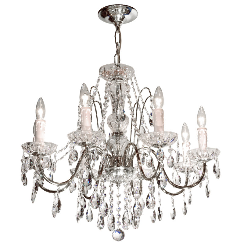 Lustre traditionnel / classique à 8 lumières de style bougie Letitia, Chrome, Crystalique