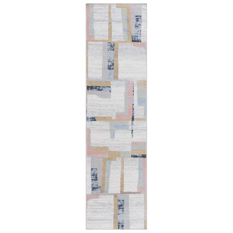 Tapis abstrait lavable à la machine Berthella, Tapis de couloir 2 pi 2 po x 8 pi