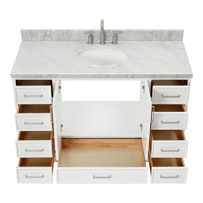 Meuble-lavabo simple avec plateau Abshire 55, Blanc