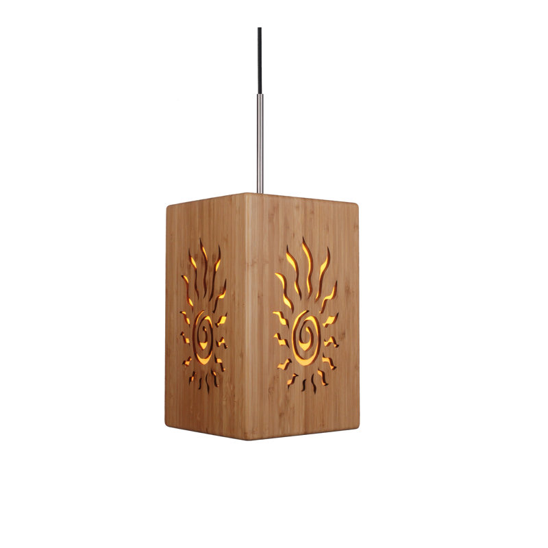 Luminaire suspendu carré 1 lumières Newsom, Nickel satiné