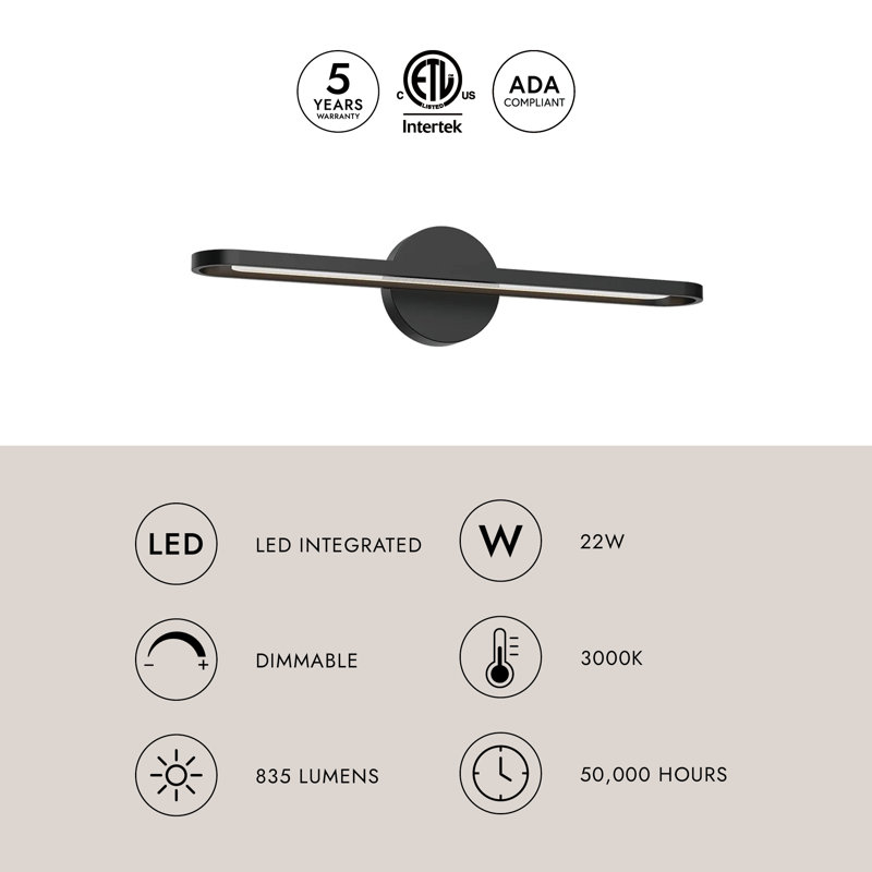 Marlon 1 - Light LED Bath Bar, Chrome