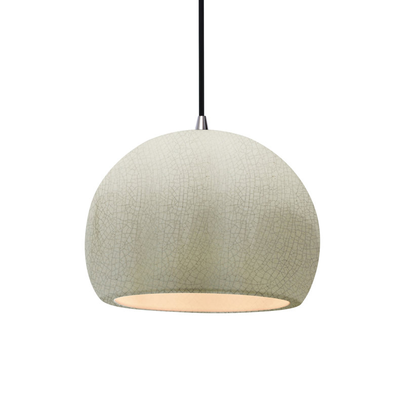 Luminaire suspendu à 1 lumière Aschwin, H 7,75 po x l 10 po x P 10 po, Blanc craquelé, Nickel brossé