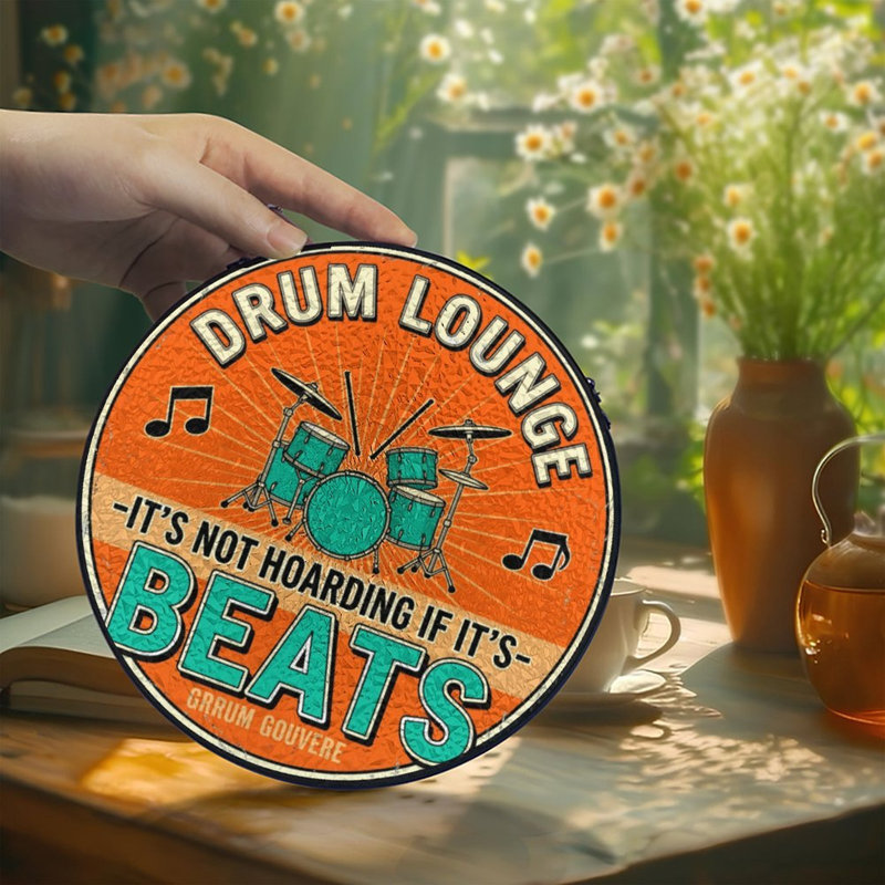 Panneau de vitrail Drum-Lounge, 11,8 x 11,8 po (30 x 30 cm)