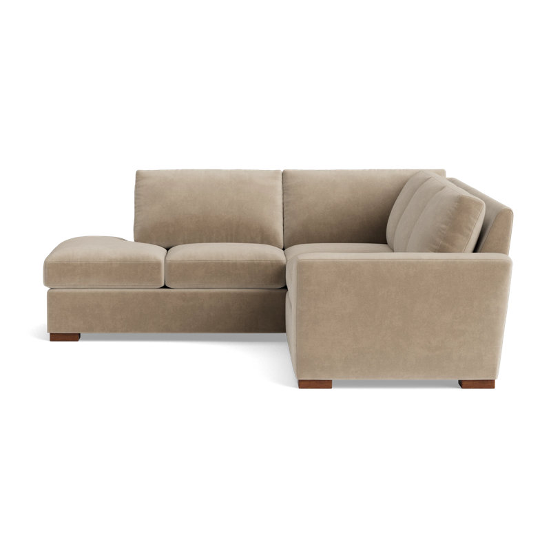 Couch Potato Sectional, Velvet - Beige, Left Hand Facing