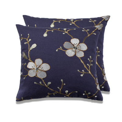 COTTAGE FLOWERS Linen Blend Throw Square Pillow Cover