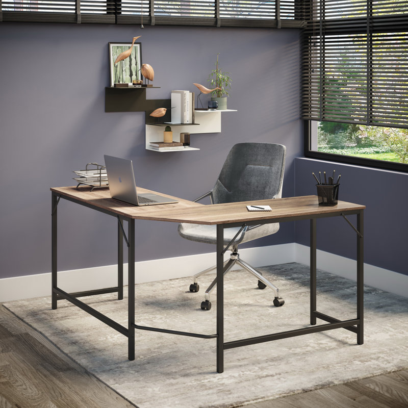 Jazmyne L-Shaped Metal Base Executive Desk