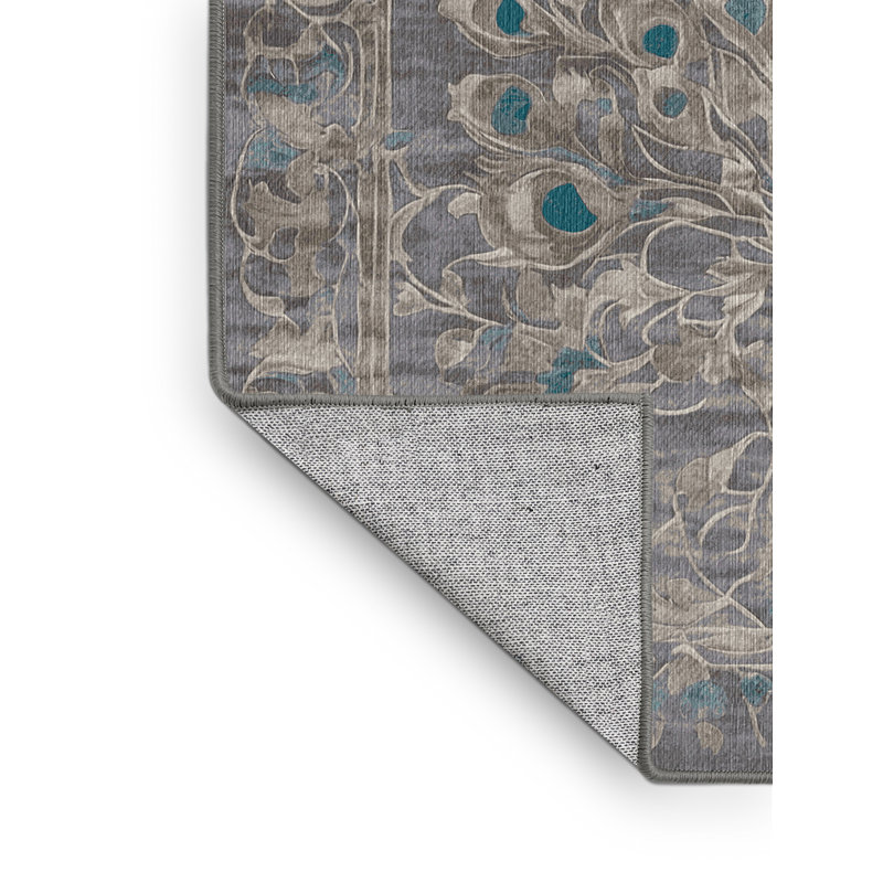 Machine Washable Gray Area Rug, Round 6'