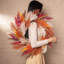 Couronne artificielle de moisson d'automne et feuille de fougère 24 pouces avec lumières DEL blanc chaud Harvest Day