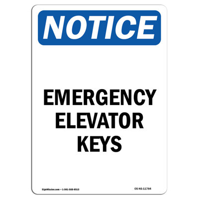 Emergency Elevator Keys Sign