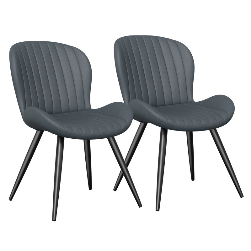 Upholstered Dining Chairs in Scandinavian Style, Dark Grey Faux Leather, 2