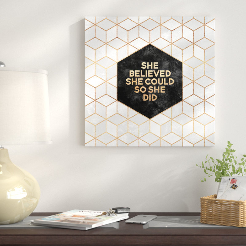 «She Believed She pourrait So She Did Did», impression sur toile, H 12 po x l 12 po x P 0,75 po, Toile tendue, Pas de tapis