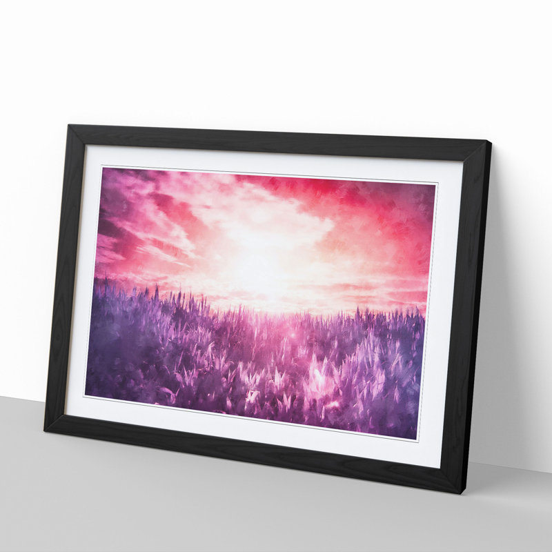 Purple Meadow - Framed Print, 36cm H x 48cm W x 2cm D, Black Framed