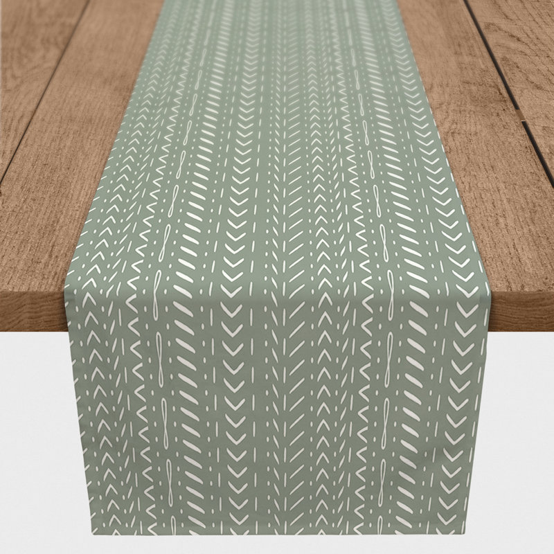 Foltz Striped Table Runner, Green, 72" x 16"