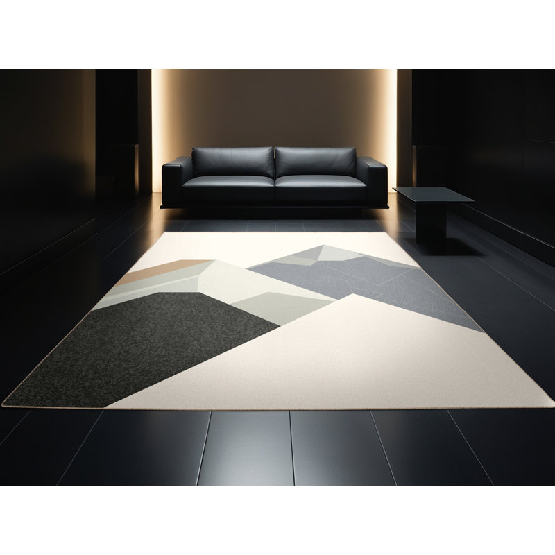 Machine Washable Ovaline Minimalist Geometric Rug in Beige – Beige Binding, 5' Round
