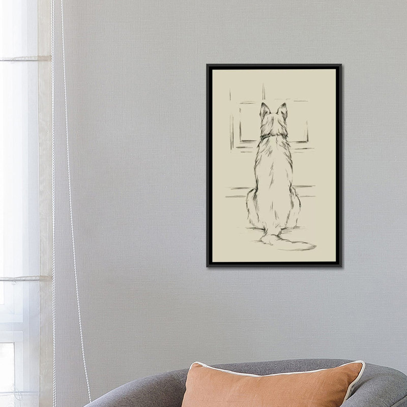 «Waiting For Master II», reproduction sur toile, H 26 po x l 18 po x P 1,5 po, Toile avec cadre noir, Pas de tapis