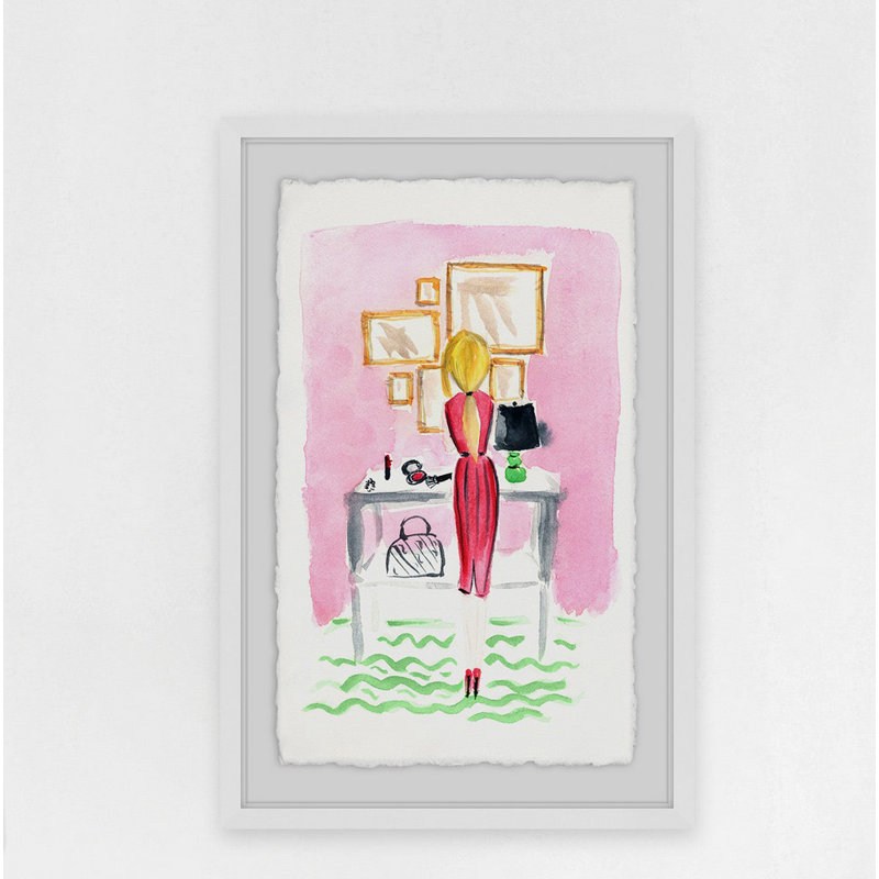 Getting Ready - Single Picture Frame Painting, 46 cm H x 30 cm W x 4 cm D, White Framed