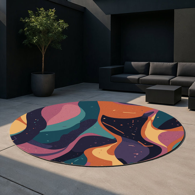 Tech Blaze Indoor And Outdoor Area Rug, Round 5'