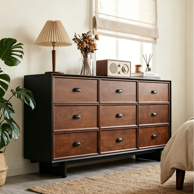 Armoire de rangement de salon rétro, 33.86" H x 62.99" W x 15.75" D