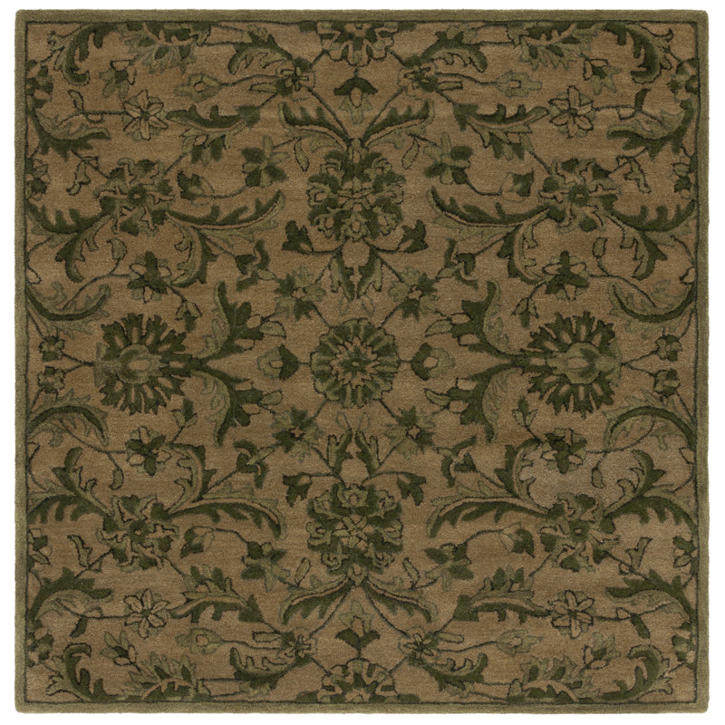 Dunbar Hand Tufted Wool Floral Rug, Square 6'