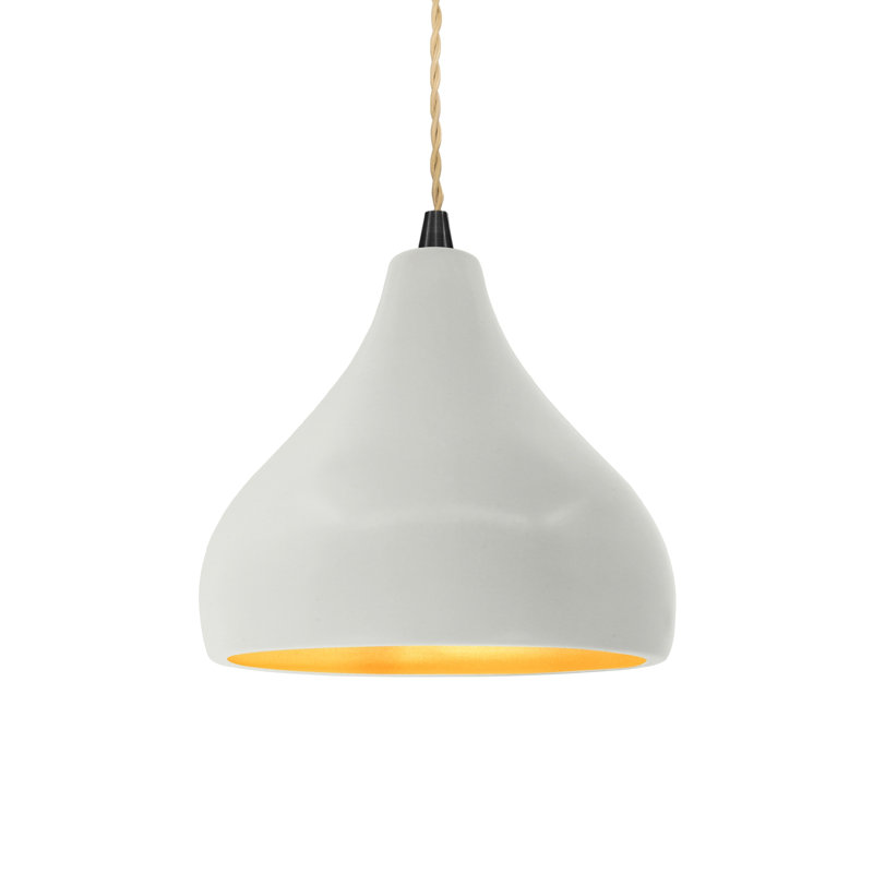 Luminaire suspendu à 1 lumière Meydan, H 7,25 po x l 8 po x P 8 po, Blanc mat / or champagne, Noir mat
