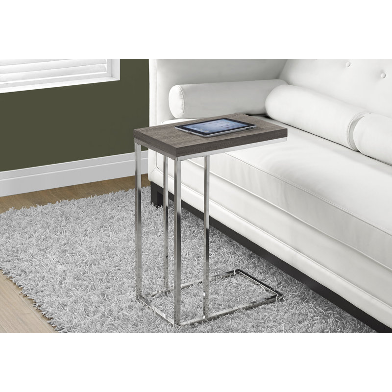 Donohue End Table, Dark Taupe Top/ Chrome Base
