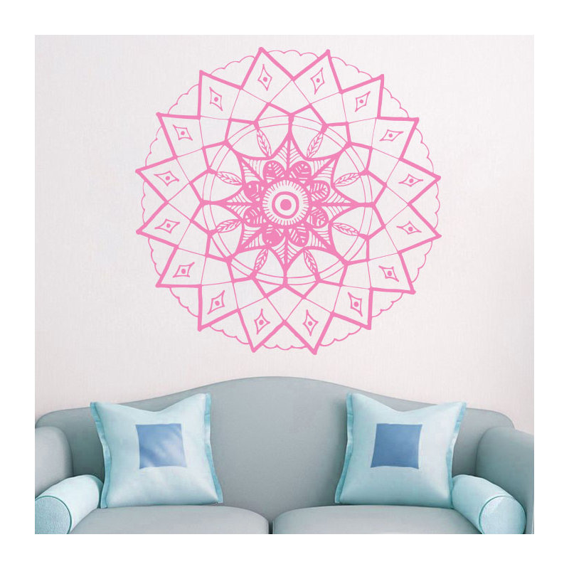 Adhésif décoratif mandala yoga, H 20 po x l 22 po, Rose tendre