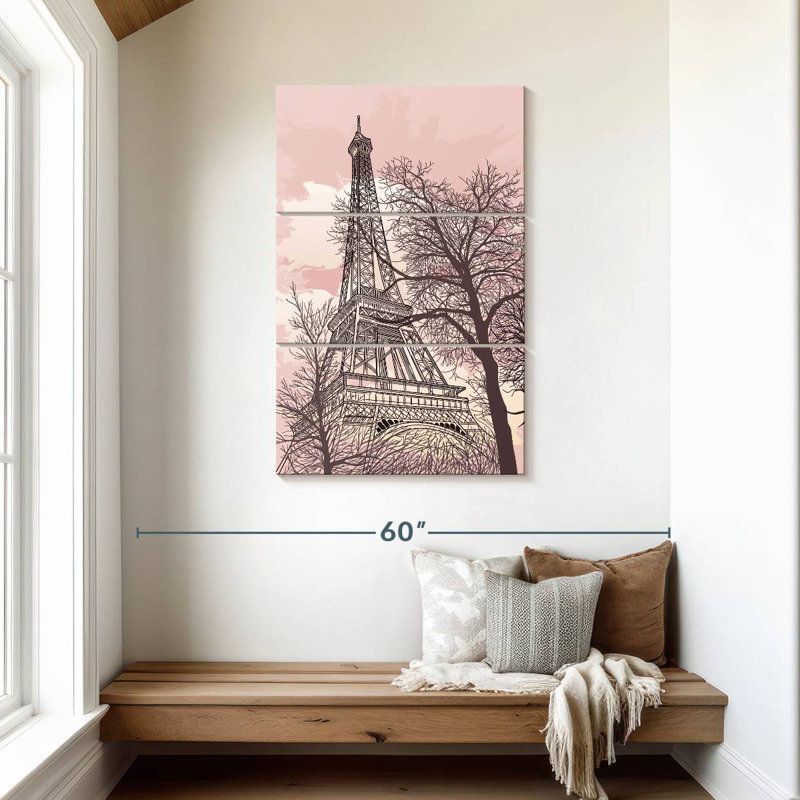 Nicci Eiffel Tower Pink Sky, 45" H x 28" W