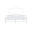 Lit blanc contemporain en métal pleine grandeur, prêt à accueillir un matelas, compatible avec la conception de chambre à coucher, expérience prête