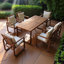 Ensemble de salle à manger de patio 7 pièces 7 pièces Ensemble de mobilier d'extérieur élégant avec coussins amovibles pour patio, cour arrière, bois naturel et coussin brun clair