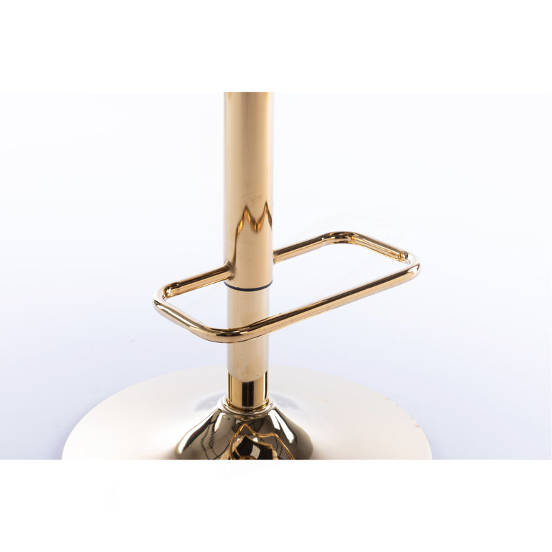 Ensemble de 2 tabourets de bar, avec repose-pieds chromé et base pivotante à hauteur réglable en velours + tabouret de bar simple Golden Leg