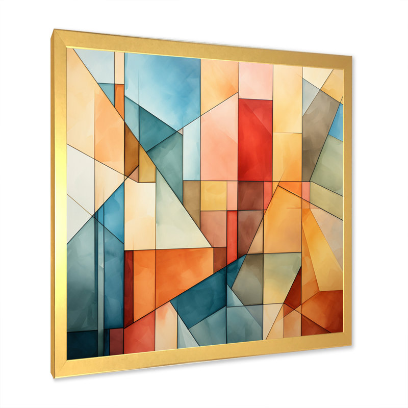 «Cubism Experiment With Minimalist I», impressions sur toile, H 24 po x l 24 po x P 1 po, Encadrement doré