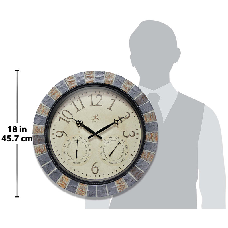 Outdoor Round Plastic Wall Clock 18 Inches - Multi-Color