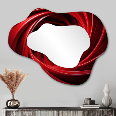 Rouge et noir abstrait spirale Dreamscape - formes abstraites 3D grand miroir mural moderne irrégulier