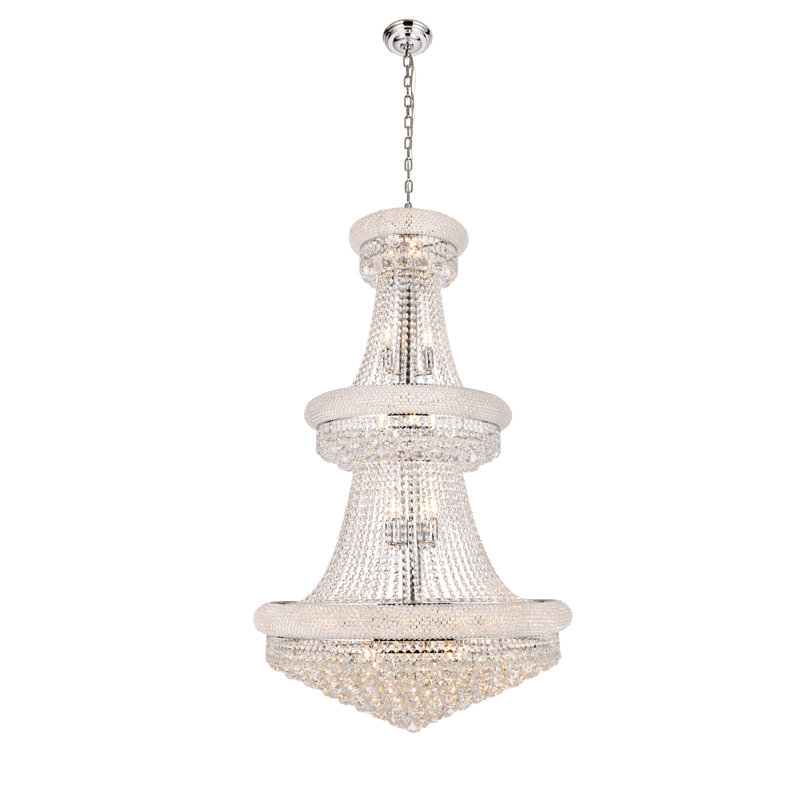 Elegant Lighting Primo 32 light Chrome Chandelier Clear Royal Cut Crystal, Golden Teak Smoky, Royal Cut