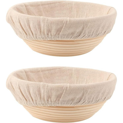 Bread Proofing Baskets Set Of 2 Round Dough Proofing Bowls W/Liners Perfect For Home Sourdough Bakers Baking