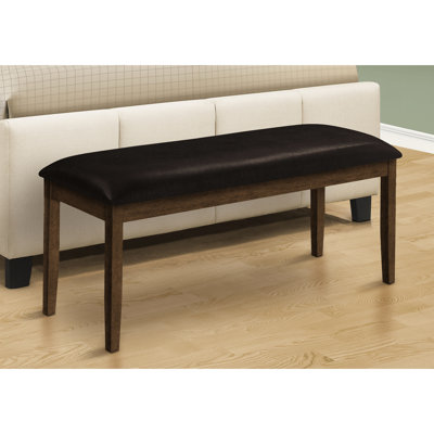48" Rectangular Bench With Solid Wood Construction - Brown Upholstery In Color Frame, Faux Leather