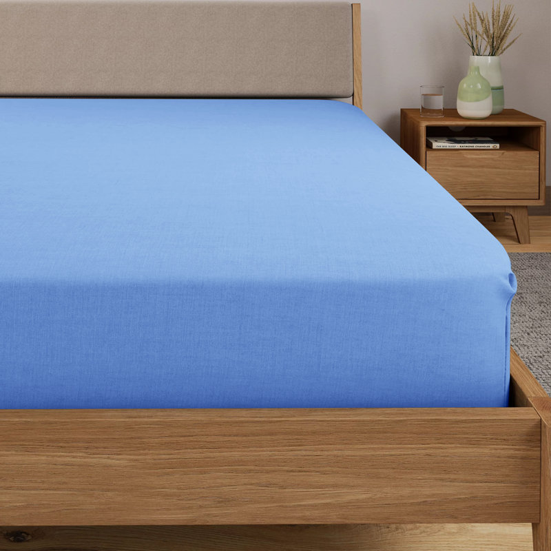 Kyonna 200 Thread Count Microfiber Brushed 25cm Fitted Sheet, King (5'), Light Blue