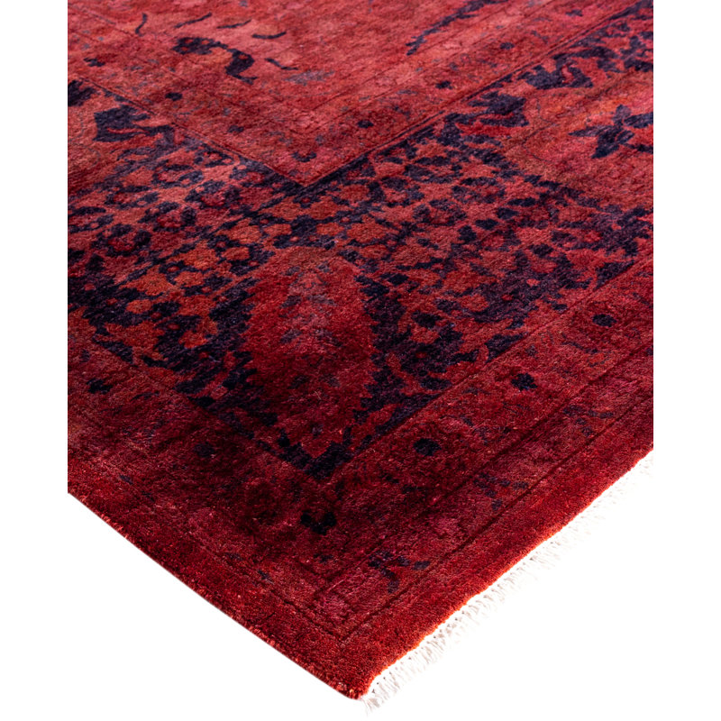 Overdyed Hand-Knotted Wool Modern-Contemporary Pink Area Rug 10' 2" x 14' 1"