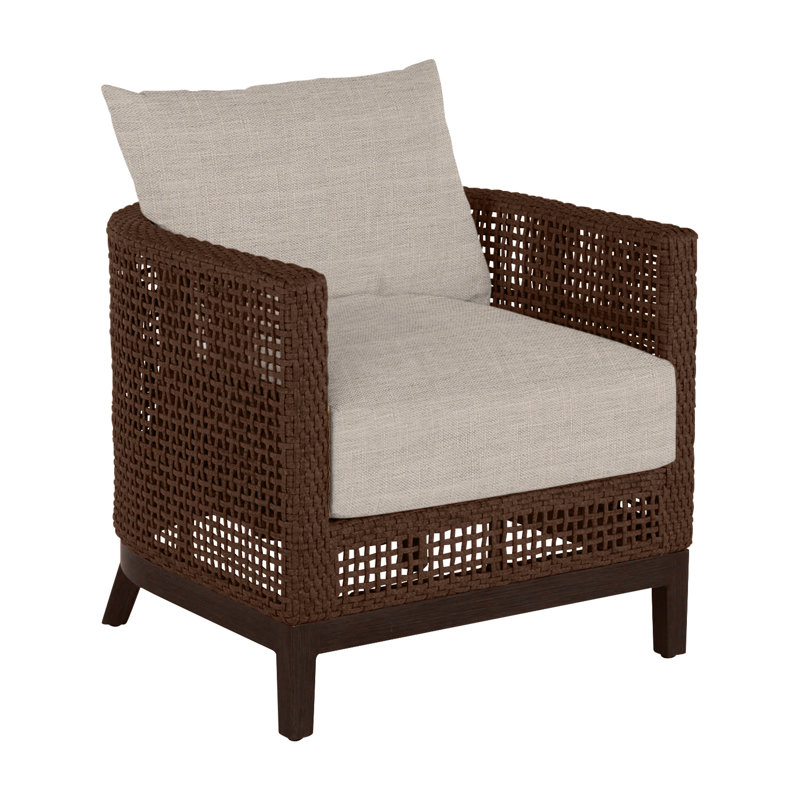 Fauteuil demi-tonneau péninsule - acajou / châtaignier, Acajou / châtaignier, Sunbrella® ‑ lin colombe