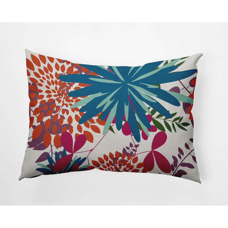 Coussin décoratif floral intérieur / extérieur en polyester, H 14 po x l 20 po, Rectangulaire