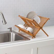 Masirs Pop-Up Collapsible Dish Drying Rack: Convenient Storage, Drains into  Sink, Eight Large Plate Capacity, Sectional Cutlery and Utensil